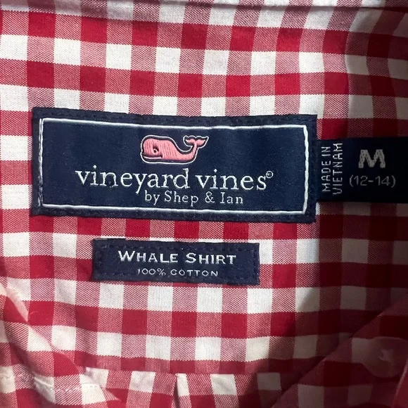 Vineyard Vine kids Red Checkered Shirt size medium 12-14 - Picture 3 of 5